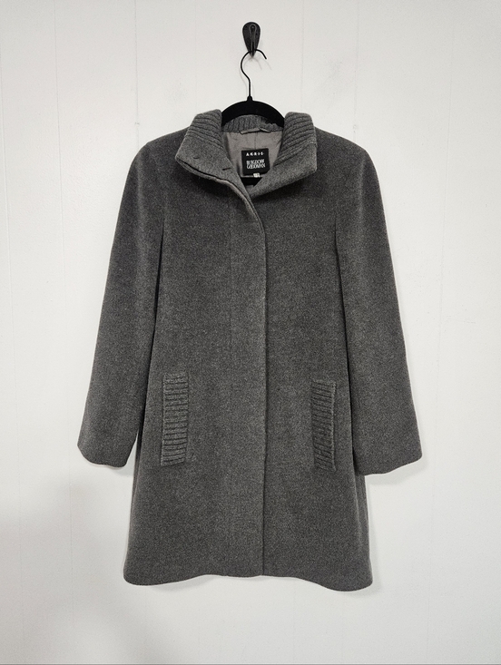 Akris Punto Jackets & Blazers - Akris X Bergdorf Goodman Punto Charcoal Gray Wool Blend Stand-Collar Coat